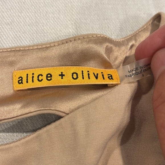 Alice + Olivia dress tan/beige. Spelling Slide Peplum Dress sleeveless Size 6 - Picture 2 of 8